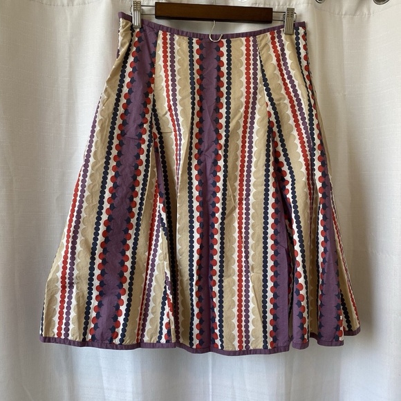 Boden Fit And Flare Womens 10L Purple Tan Stipe Flared A-Line Boho - Picture 5 of 12